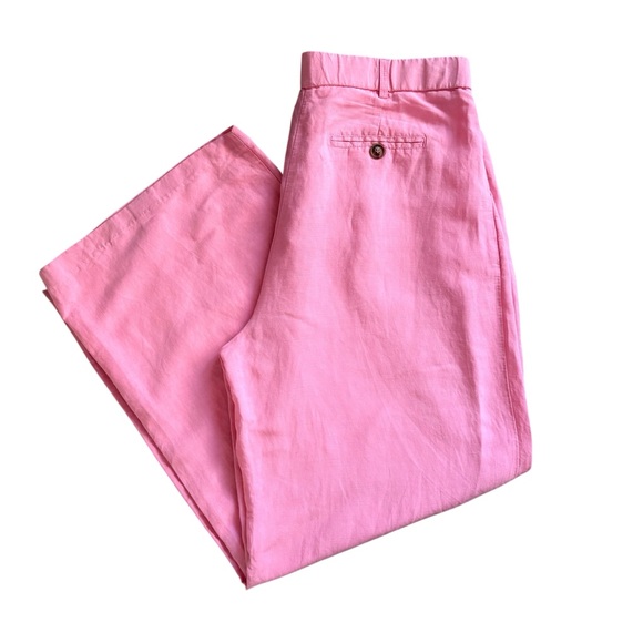 Via Bovio Wide Leg Linen Blend Pink Pants High Rise Vacation Travel Italy Sz XL - Picture 15 of 15